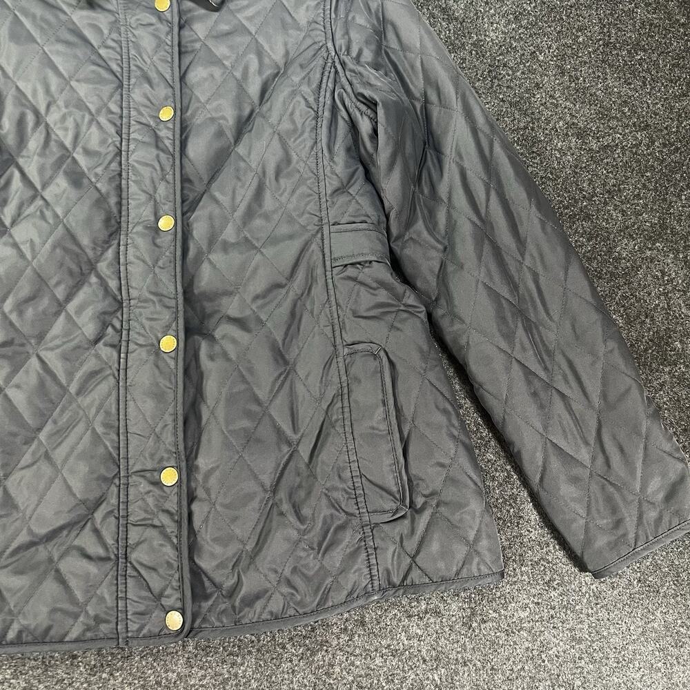 LL Bean Riding Jacket Barn Coat Women's Black Quilted Plaid Lining S Reg - Picture 2 of 7